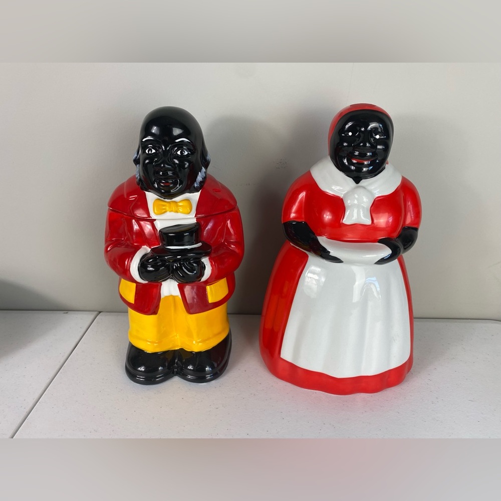 Black Americana Mammy Woman African American Man Vintage Cookie Jar Canister Set